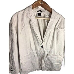 Liz Sport Women’s Tan Jacket Shirt Button Front Shoulder Epaulets Vintage 90’s